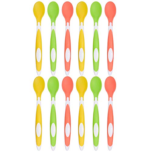 Amazon Brand - Solimo Soft Tip Baby Spoons, Pack of 12, Multicolor