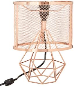 urban shop perforated geo table lamp, rose gold