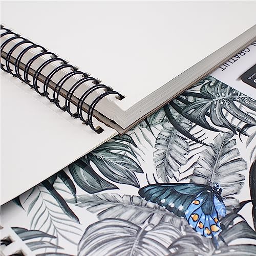 ZENACOLOR - Professional 200 Sheets Sketch Book 9"x12" with Spiral Bound and Hardback Cover - Pack of 2 - White Acid-Free Drawing Paper (100 g)