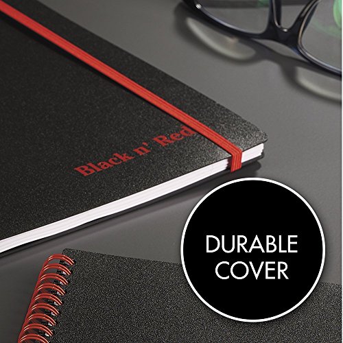 Black n' Red Twin Wire Poly Cover Notebook, 11" x 8-1/2", Black/Red, 70 Ruled Sheets. 5 Pack (K66652) - Bundle Includes Plexon Ballpoint Pen