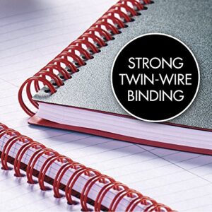 Black n' Red Twin Wire Poly Cover Notebook, 11" x 8-1/2", Black/Red, 70 Ruled Sheets. 5 Pack (K66652) - Bundle Includes Plexon Ballpoint Pen