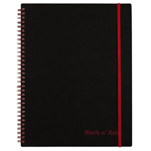 Black n' Red Twin Wire Poly Cover Notebook, 11" x 8-1/2", Black/Red, 70 Ruled Sheets. 5 Pack (K66652) - Bundle Includes Plexon Ballpoint Pen