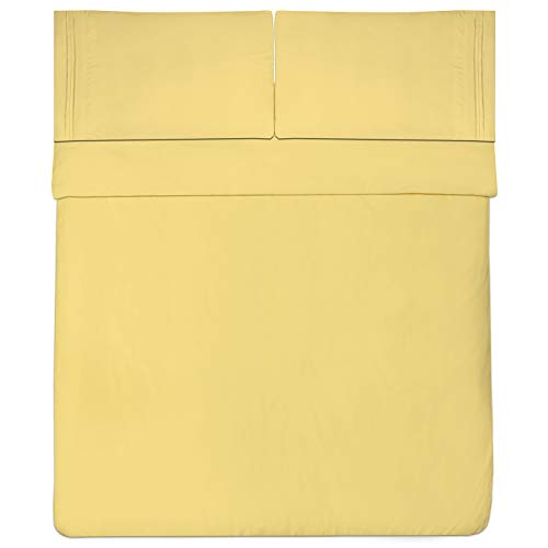 Twin XL Sheets - Breathable Luxury Sheets with Full Elastic & Secure Corner Straps Built In - 1800 Supreme Collection Extra Soft Deep Pocket Bedding Set, Sheet Set, Twin XL, Yellow