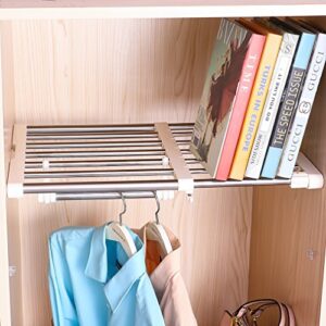 Hershii Closet Tension Shelf Expandable Telescopic Rod Heavy Duty Clothes Hanging Rail Adjustable DIY Storage Organizer Shoe Rack 7-Bar Extention for Garage Bathroom Kitchen Bedroom