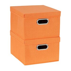 household essentials 702-1 bin lids and handles | 2 pack | orange fabric box set, tangerine, 2 count