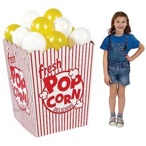 fun express giant popcorn boxes bulk - cardboard stand-up with 24 balloons combo, memorable decor for unforgettable moments-make every occasion special and effortless decor for spectacular events