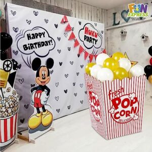 Fun Express Giant Popcorn boxes bulk - Cardboard Stand-Up with 24 Balloons Combo, Memorable Decor for Unforgettable Moments-Make Every Occasion Special and Effortless Decor for Spectacular Events