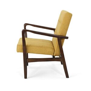 Christopher Knight Home Conrad Fabric Mid-Century Birch Club Chair, Wasabi and Dark Espresso, Mustard