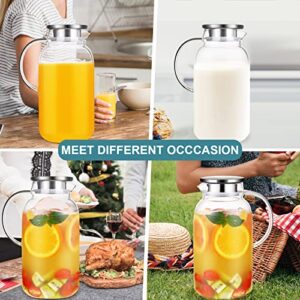 Glass Pitcher - Water Pitcher - Fridge Glass Pitcher with Lid Ice Tea Maker - 86OZ 18/8 Stainless Steel - Easy Clean Heat Resistant Borosilicate Glass Jug for Juice,Milk, Cold or Hot Beverages…