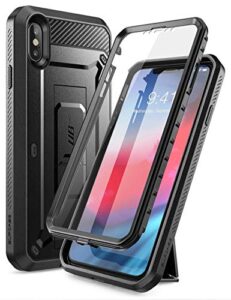 supcase [unicorn beetle pro series] case designed for iphone xs max , full-body rugged holster case with built-in screen protector kickstand for iphone xs max 6.5 inch 2018 release (black)