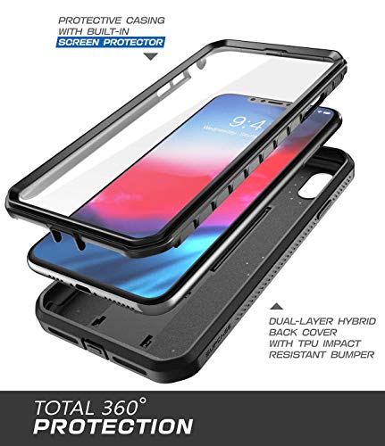 SUPCASE [Unicorn Beetle Pro Series] Case Designed for iPhone XS Max , Full-Body Rugged Holster Case with Built-In Screen Protector kickstand for iPhone XS Max 6.5 Inch 2018 Release (Black)