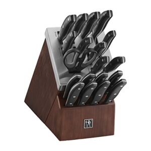 HENCKELS Definition 20-Piece Self-Sharpening Knife Block Set for Paring, Boning, Santoku, Chefs, Carving, Kitchen Shears, German Engineered Informed by 100+ Years of Mastery, Brown, Black, Silver