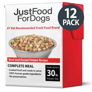 justfoodfordogs pantry fresh dog food, human grade beef & russet potato (12 pack)