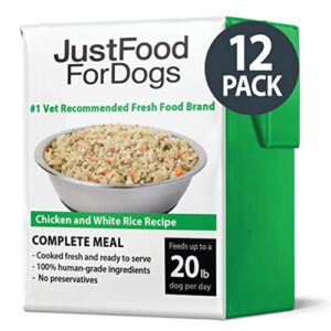 justfoodfordogs pantry fresh dog food, human grade chicken & white rice (12 pack)