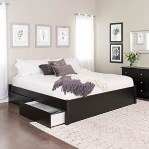 prepac king select 4-post platform bed with 2 drawers, black