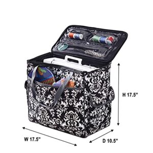 Sewing Accessories Rolling Sewing Machine Tote with 6 Storage Pockets - Damask,LARGE