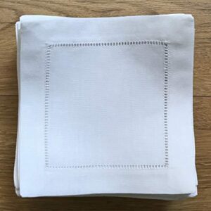 White Linen Cocktail Napkin 6"x6" Set of 50 Linen Cloth Napkin Coasters-Ladder Hemstitch 100% Linen Beverage Party Napkin Coaster Super Value Bulk 50 Pack