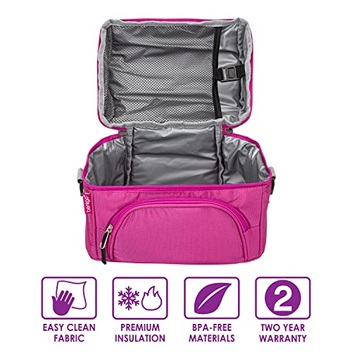 Bentgo® Deluxe Lunch Bag - Durable and Insulated Lunch Tote with Zippered Outer Pocket, Internal Mesh Pocket, Padded & Adjustable Straps, & 2-Way Zippers - Fits Most Lunch Boxes (Purple)