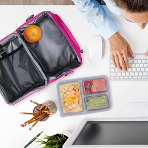 Bentgo® Deluxe Lunch Bag - Durable and Insulated Lunch Tote with Zippered Outer Pocket, Internal Mesh Pocket, Padded & Adjustable Straps, & 2-Way Zippers - Fits Most Lunch Boxes (Purple)