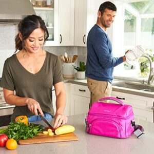 Bentgo® Deluxe Lunch Bag - Durable and Insulated Lunch Tote with Zippered Outer Pocket, Internal Mesh Pocket, Padded & Adjustable Straps, & 2-Way Zippers - Fits Most Lunch Boxes (Purple)