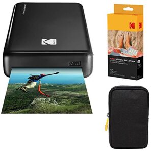 kodak mini2 instant photo printer (black) basic bundle + paper (20 sheets) + deluxe case, amzkodmp2k1b