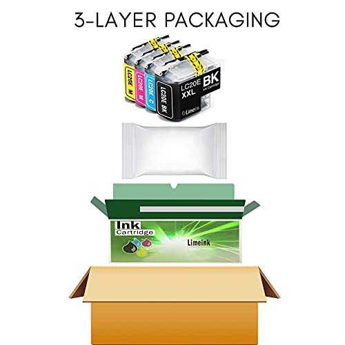 Limeink Compatible Ink Cartridges Replacement for Brother LC20e Ink Cartridges LC20e for Brother Printer Ink MFC-J985DW J5920DW J775DW J985DWXL for Brother LC20em Ink Cartridge (BK/C/M/Y) 4 Pack