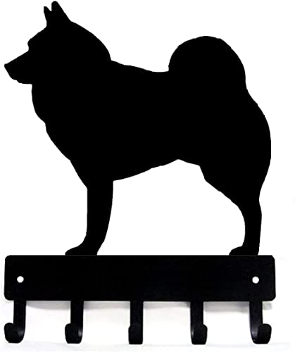 The Metal Peddler Norwegian Elkhound Dog - Key Holder for Wall - Small 6 inch Wide - Made in USA; Gift for Dog Lovers