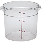 cambro 6 & 12 quart clear polycarbonate round food storage containers, one each 6 & 12 quart with lids in this bundle.