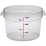 Cambro 6 & 12 Quart Clear Polycarbonate Round Food Storage Containers, One Each 6 & 12 Quart with Lids in this Bundle.