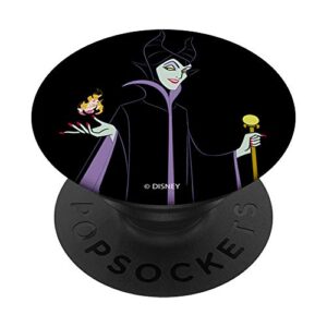 disney sleeping beauty maleficent with staff & aurora flame popsockets popgrip: swappable grip for phones & tablets
