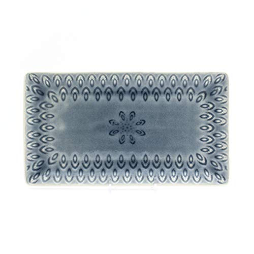 Euro Ceramica PK- Peacock Rectangular Platter, One Size, Grey