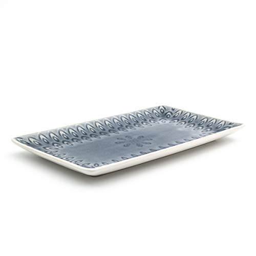 Euro Ceramica PK- Peacock Rectangular Platter, One Size, Grey