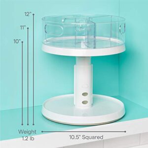 YouCopia Crazy Susan Two Tier Turntable, Divided Lazy Susan Organizer with 3 Clear Bins for Cabinet and Pantry Storage