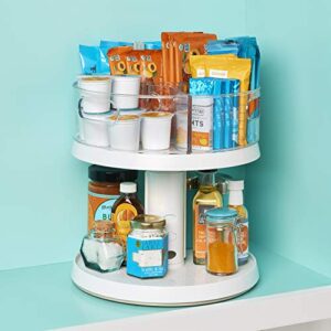 YouCopia Crazy Susan Two Tier Turntable, Divided Lazy Susan Organizer with 3 Clear Bins for Cabinet and Pantry Storage