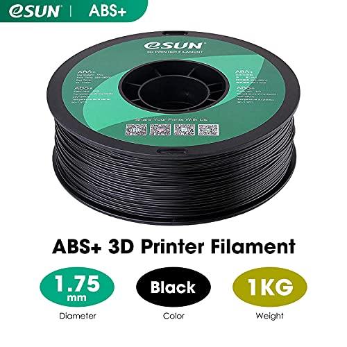 eSUN ABS+ Filament 1.75mm, 3D Printer Filament ABS Plus, Dimensional Accuracy +/- 0.05mm, 1KG Spool (2.2 LBS) 3D Printing Filament for 3D Printers, Black