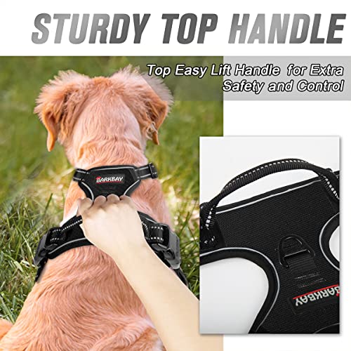 BARKBAY No Pull Dog Harness Front Clip Heavy Duty Reflective Easy Control Handle for Large Dog Walking(Black,L)