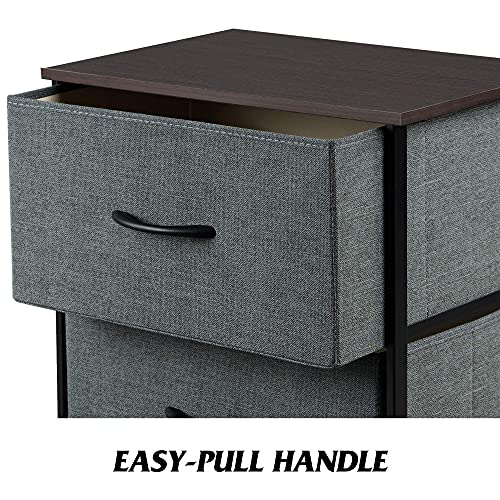 WLIVE Dresser with 3 Drawers, Fabric Nightstand, Organizer Unit, Storage Dresser for Bedroom, Hallway, Entryway, Closets, Sturdy Steel Frame, Wood Top, Easy Pull Handle, Dark Grey