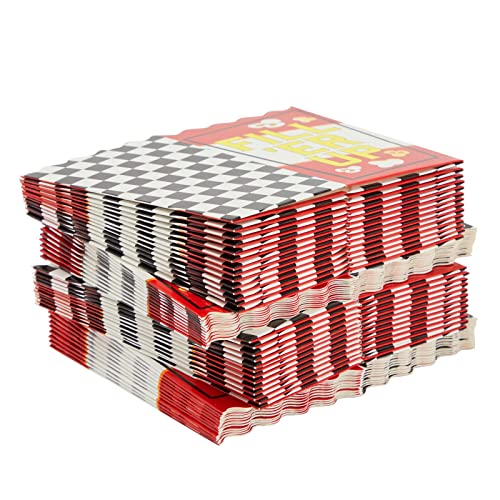 50 Pack Race Car Popcorn Boxes for Birthday Decorations, Checkered Flag 20 oz Buckets for Party Supplies (3 x 6 In)