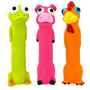 CHIWAVA 3 Pack 9" Squeaky Latex Dog Toys Standing Stick Animal Puppy Fetch Interactive Play for Small Medium Dogs