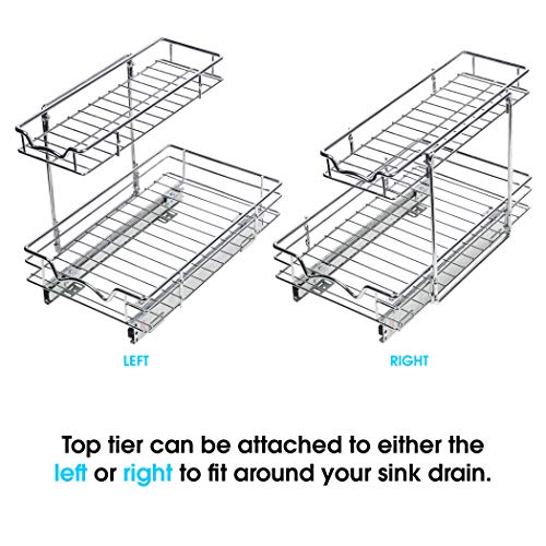 Richards Homewares Under Sink Pull-Out Sliding Shelf Organizer for Kitchen, Heavy Duty with 5 Year Limited Warranty -11.5”W x 18”D x 14.5”H, Requires at Least 12.5” W Cabinet Opening-Chrome