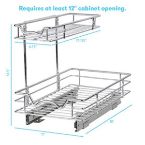 Richards Homewares Under Sink Pull-Out Sliding Shelf Organizer for Kitchen, Heavy Duty with 5 Year Limited Warranty -11.5”W x 18”D x 14.5”H, Requires at Least 12.5” W Cabinet Opening-Chrome