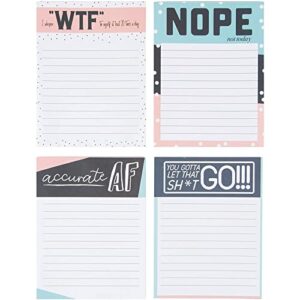 paper junkie to do list notepads with fun messages (4 pack, 50 sheets)