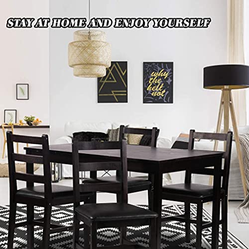 FDW Dining Wood Set Kitchen Table and Chairs for 4 Person, Style1, Brown