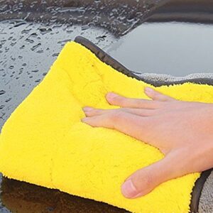 SOFTBATFY Ultrasoft, Large, Thick and Quick Drying Car Microfiber Cleaning Towel 800GSM Polishing Waxing Auto Detailing Towel Cloth (6pack,16 x 16inches) (Grey-Yellow)