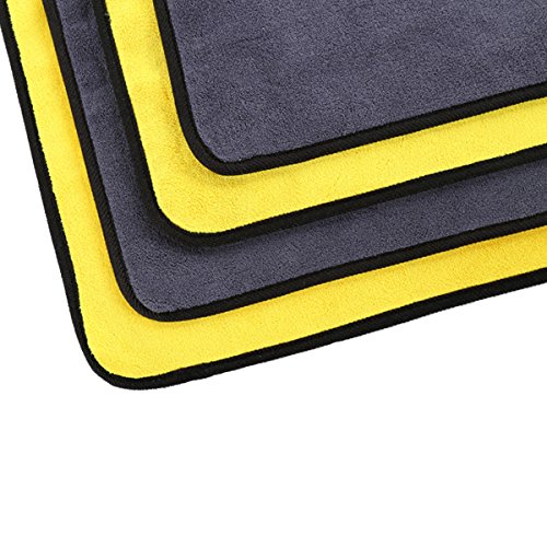 SOFTBATFY Ultrasoft, Large, Thick and Quick Drying Car Microfiber Cleaning Towel 800GSM Polishing Waxing Auto Detailing Towel Cloth (6pack,16 x 16inches) (Grey-Yellow)