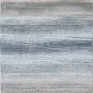 Abani Grey & Blue Minimalist Striped 4' X 6' Area Rug - Rustic Rugged Contemporary Modern Style Accent Rug, Vista Collection Rugs