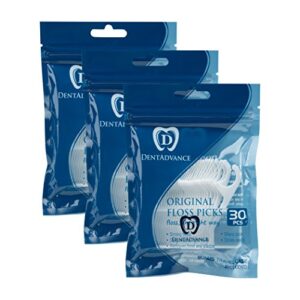 DentAdvance Original Dental Floss Picks - Premium Angled, Easy Reach Back Teeth | Tooth Flossers | Unflavored, 90 ct, w/ Travel Case