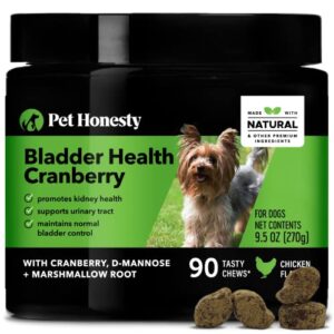 pet honesty bladder health cranberry supplement for dogs – kidney support for dogs, dog uti - cranberry & d-mannose to help support dog urinary tract health, dog urine & dog bladder support (chicken)