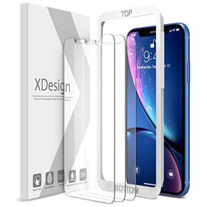xdesign compatible with iphone 12 screen protector, iphone 12 pro screen protector - 3 pack tempered glass film for iphone xr / 11/12 / 12 pro 6.1 inch 9h hardness/installation tray/case friendly