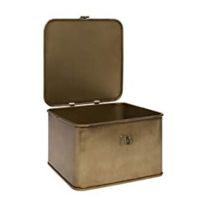 Creative Co-Op Square Decorative Metal Boxes with Gold Finish (Set of 3 Sizes)